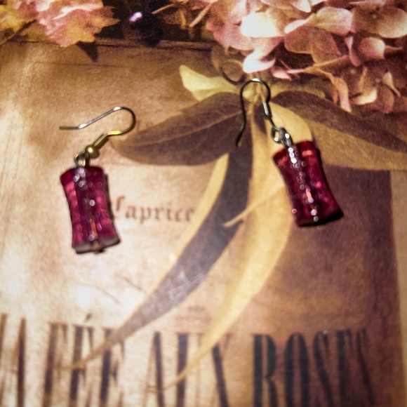 Glass beaded teardrop earrings 90’s style - Picture 5 of 7